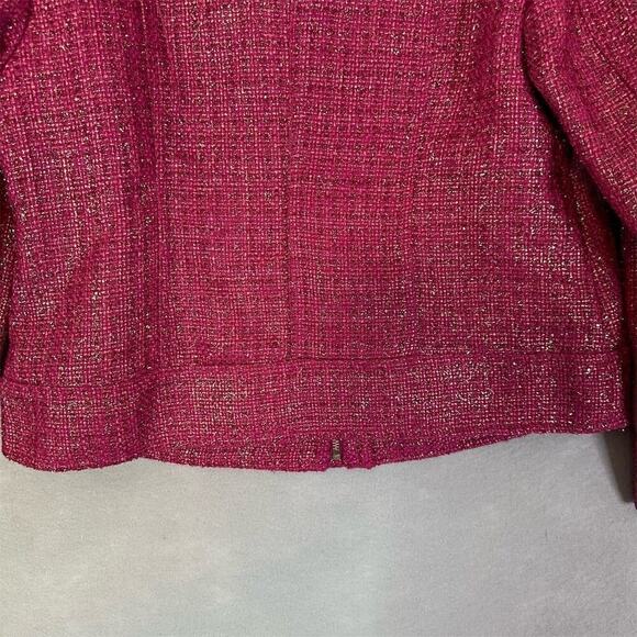 Chico's Jacket Women Size 12/14 Tweed Full Zip Glam Buttons Pockets Classic - Picture 11 of 16